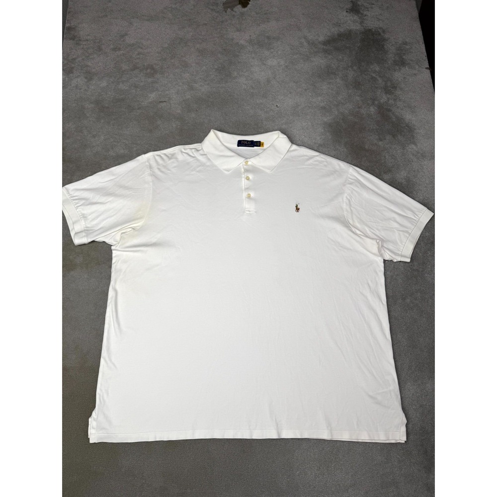Polo Ralph Lauren Shirt Mens 3XLT White Knit Cotton Pony Logo Golf Performance